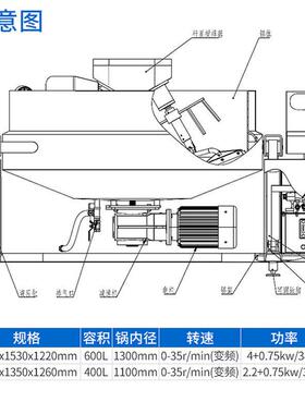 行星式下搅拌蒸汽莲蓉锅出口炒馅莲蓉锅液压出料600L馅料炒锅批