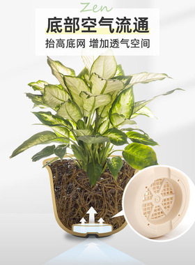 树脂花盆仿陶瓷客厅阳台多肉绿植盆栽加厚塑料花盆高矮圆形加仑盆