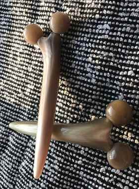 高档便正品白水牛角眼部按摩棒，滚珠脸部天然肩颈携鼻子按摩器，