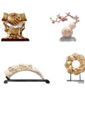 合作共赢摆件办公室柜子装饰品公司书柜老板领导桌面工艺品纪念品