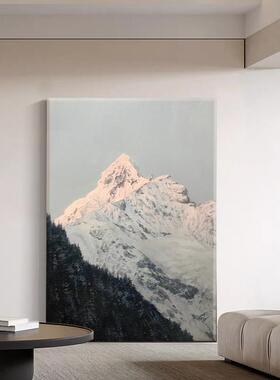 意式极简照金山理纯手日绘油画客厅玄装饰画梅里雪山风肌景关挂画