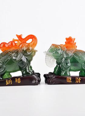 中摆件饰客厅式风水大工艺品沙金旺财品旺财纳福吉祥象树脂汽车摆