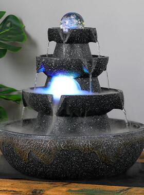 风水球流水生财摆件循环水景简约现代办公室前台茶室桌面小风水轮