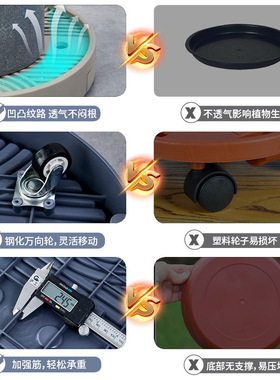 可移动圆形花盆接水托盘塑料花瓶