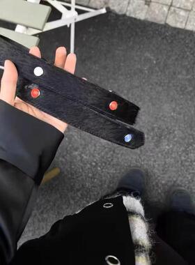 高级感24ss宝石马毛pu皮烫银色做旧搭扣腰带皮带 gemstone belt