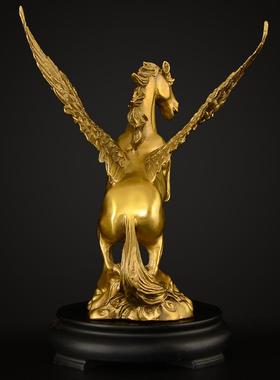 高档马摆件黄铜飞铜马十二生肖带马膀工艺品翅装饰摆设大号