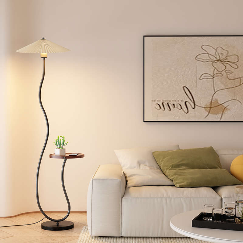 落地灯北欧客厅百褶置物架无线充一体客厅沙发茶几台灯卧室氛围灯 - 图3