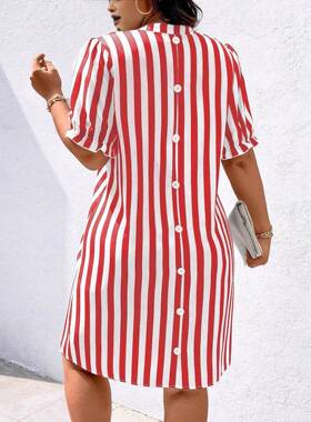 Plus Size Women's Dress for All Seasons Fitted Moderate