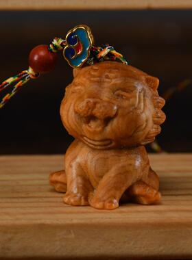 崖柏十二生肖卡通木质手机链包挂钥匙扣鼠牛虎兔龙蛇马羊猴鸡狗猪