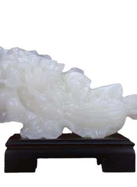 天然阿富汗白玉招财摆件玉石白菜家居摆件细腻油润羊脂工艺品