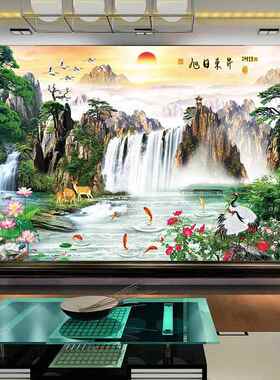 背景墙3d立体壁画山水画客厅墙贴装饰画5d自粘墙画墙壁贴画贴纸