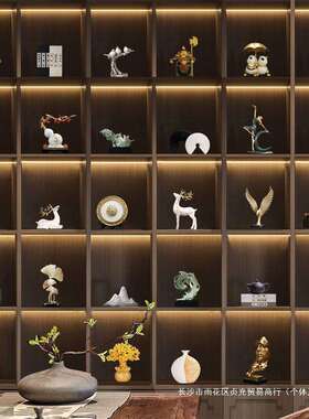 新中式办公室招财摆件家居客厅酒柜装饰品新房玄关家庭电视柜摆设