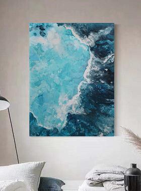 HW.Paint原创手绘《冰湖》赤贫风玄关挂画纯手工客厅卧室大幅油画