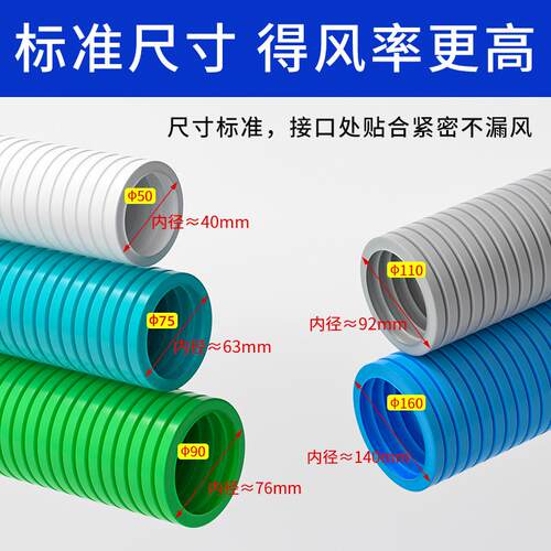 新风系统pe管75/110食品级波纹管软管配件通风换气排风消音新风管 - 图2