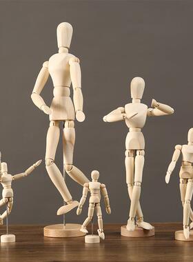 桌面木偶人关节手指模型可动小木头人体摆件服装店艺术家居装饰品