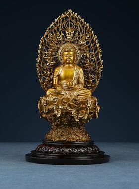 铜欣祥 铜像药师佛摆件阿弥陀佛摆件 释迦牟尼三宝佛摆件