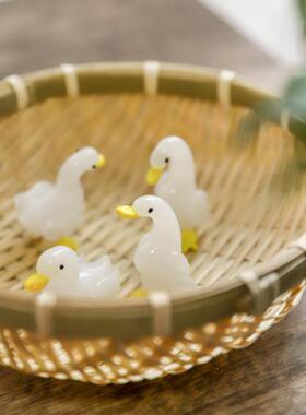 玻璃工艺品日式玻璃天鹅手作乐队可爱纯手工玻璃鸭子动物摆件桌面