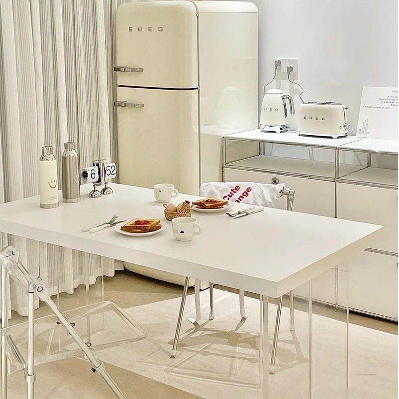 压克力实木悬浮餐桌椅组合小户型家用书桌电脑桌黑白色工作台桌子,淘宝优惠券,粉丝福利购,淘宝优惠卷