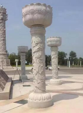 青石盘龙柱 广场石材摆件文化柱石柱子 别墅寺庙花岗岩石雕龙柱