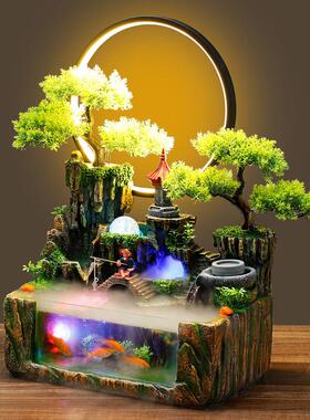 小型假山鱼缸客厅家用循环水流水喷泉水景小造景风水轮生财摆件