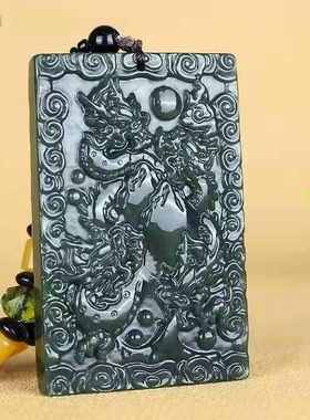 九龙关公玉关公吊坠和田玉男士款大号玉石项玉佩挂件玉坠