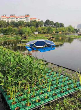 太阳能生态浮649水岛污水处理净化系统上造种植浮河道绿化景设床