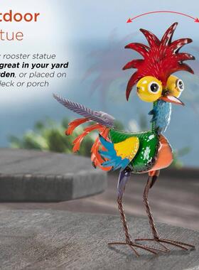 Metal Rooster Statue 感恩节新款花园公鸡雕像摆件户外装饰摆件