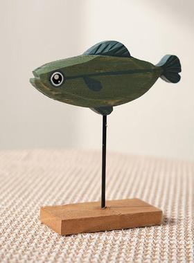 北欧木风格创意木质小鱼摆件手工制作摆设桌面客厅儿童房装饰礼物