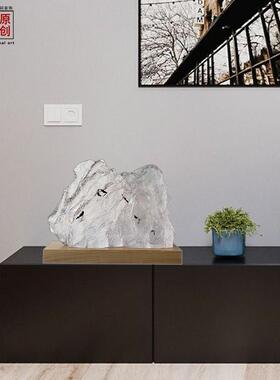 酒店人造水晶新款装现代双面肌理透明树脂假山摆件家居饰品艺术品
