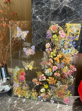 手工diy亚克力金箔画花朵蝴蝶装饰画摆件打发时间成人手作画礼物