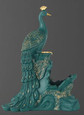 孔雀红酒架家居客厅酒柜玄关电视柜树脂工艺品装饰品乔迁新房礼品