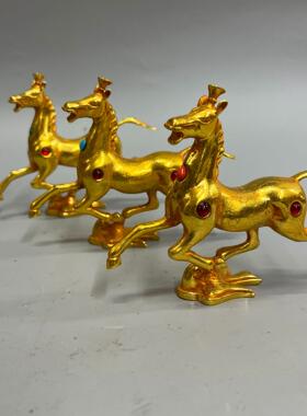 复古锌金金鎏镶石马合踏飞燕宝摆件金属工艺品文创市集古玩202509