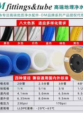 DM管线1/4饮用水管PE管直饮水过滤器净水机2分3分纯净水净水器