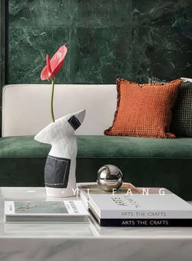 一匚轻奢样板间陶瓷手绘花器 售楼处茶几客厅装饰书果盘搭配摆件