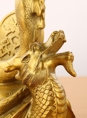 黄铜玄件四方神兽家341居摆摆件武钱玄武龙龟家居装饰铜金器