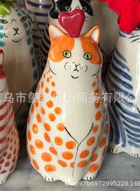 花瓶A1|树脂工品Po艺lka Dot Cat Va猫直se 圆点花瓶猫爱好者工厂