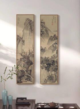 新中式玄关山水挂画 画中国古画 画真迹覆制品壁画 画茶室书房装