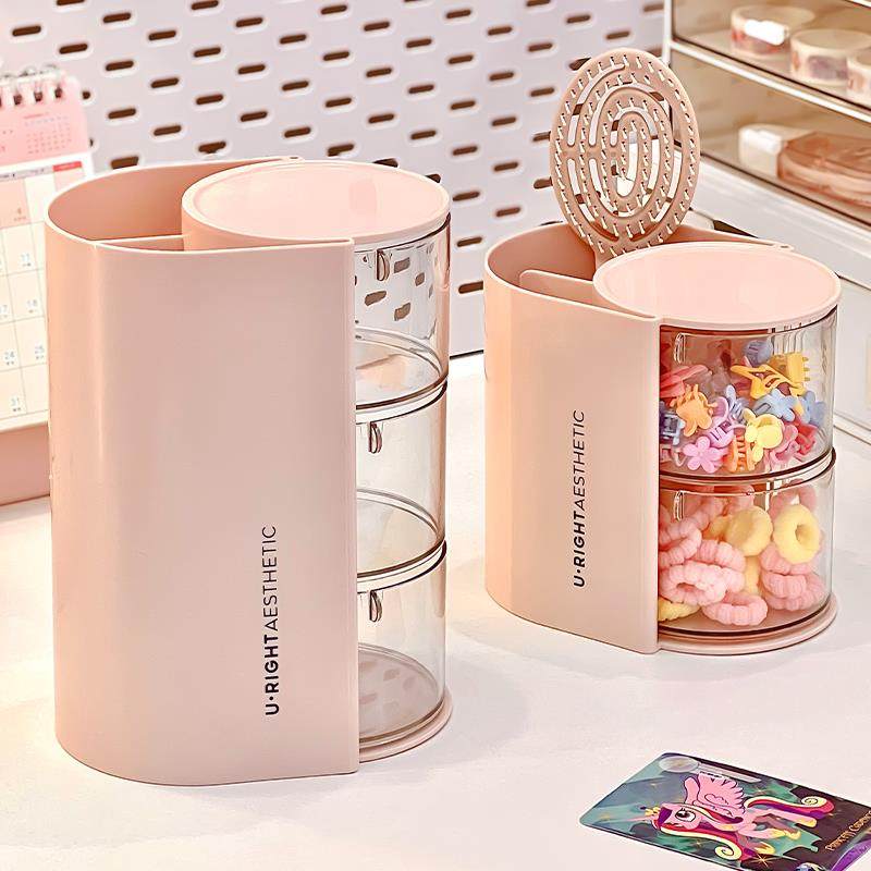 儿童发饰收纳盒可旋转多层透明防尘发圈女孩发卡头绳橡皮筋发箍,淘宝优惠券,粉丝福利购,淘宝优惠卷