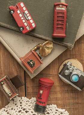 新款直销复古迷你树脂小摆件创意怀旧老式电话收音机装饰模型美式