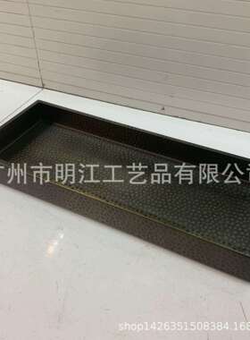 手敲打仿铜锤纹不锈钢青古铜花器凹凸面金属苔藓微景观盘装饰托盘