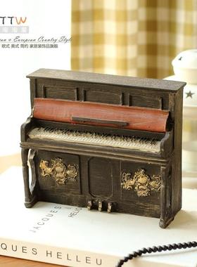 美式乡村复古奶茶服装店铺橱窗陈列家居装饰品酒吧咖啡馆钢琴摆件