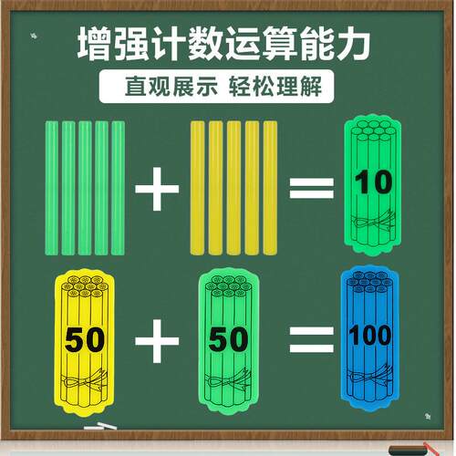磁性教具箱小学数学套装教师演示用大号计数棒正方体钟表模型教具 - 图2