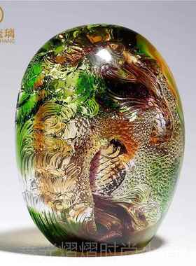 正品琉璃工厅品金鱼摆件家居饰品乔迁新婚居客结礼物轻奢玻璃艺艺