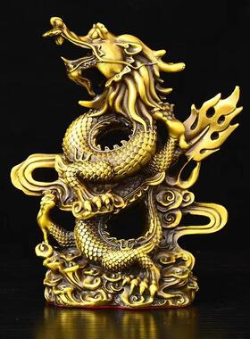 新款直销黄铜盘龙飞龙摆件金龙青龙办公室桌面家居工艺品装饰品礼