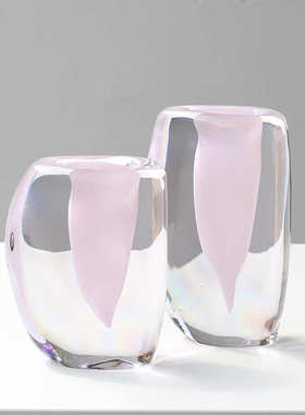 轻奢风果冻粉白瓷加厚创意琉璃花瓶客厅样板间餐桌电视柜装饰摆件