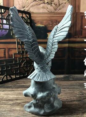 石雕青石精雕老鹰大鹏展翅石雕鹰摆件办公室摆件天然石材雕刻雄鹰