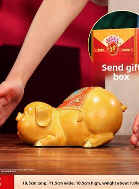 黄铜《金色福猪储蓄罐》摆件家居饰品摆设店铺开业乔迁生日礼品