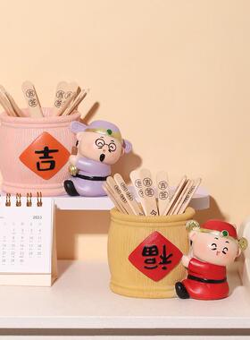 财神摇签筒创意国潮家居装饰品礼品解压趣味抽签求签办公桌面摆件