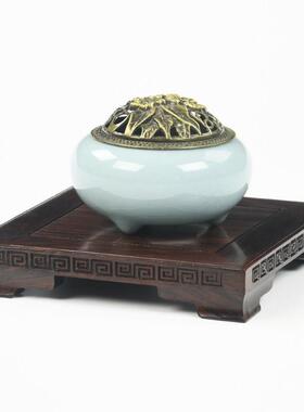 黑檀木长方形底座花瓶花盆栽观音佛像奇石头实木质工艺品摆件底托