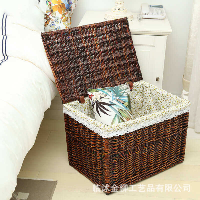 收纳箱大号有盖藤编整理箱收纳篮抽屉储物盒柳编收纳筐手工编织,淘宝优惠券,粉丝福利购,淘宝优惠卷